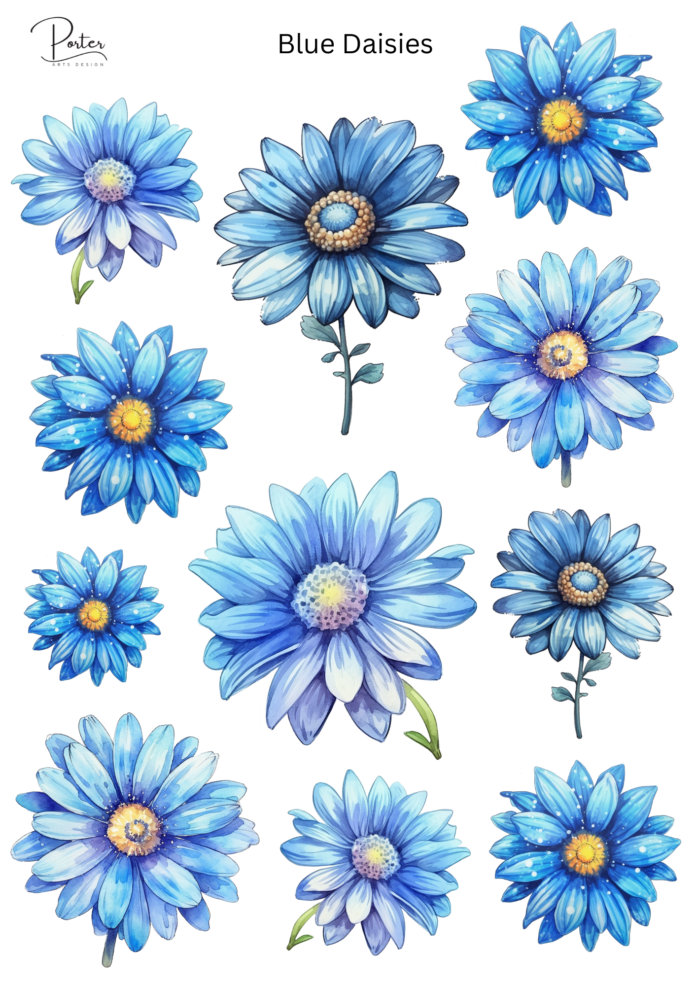 *PRINTABLE* Blue Daisies Sticker