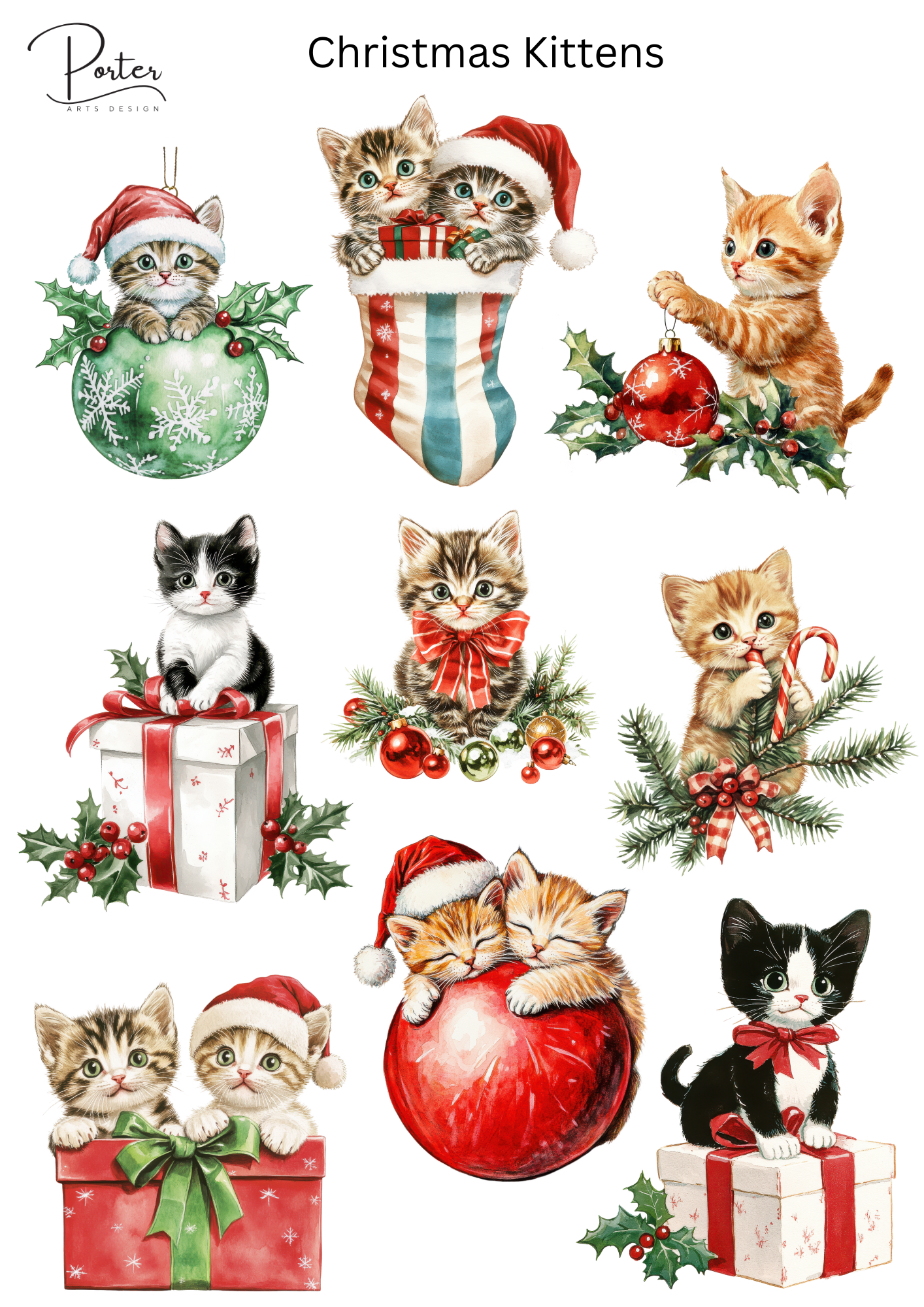 *TANGIBLE* Christmas Kittens Sticker