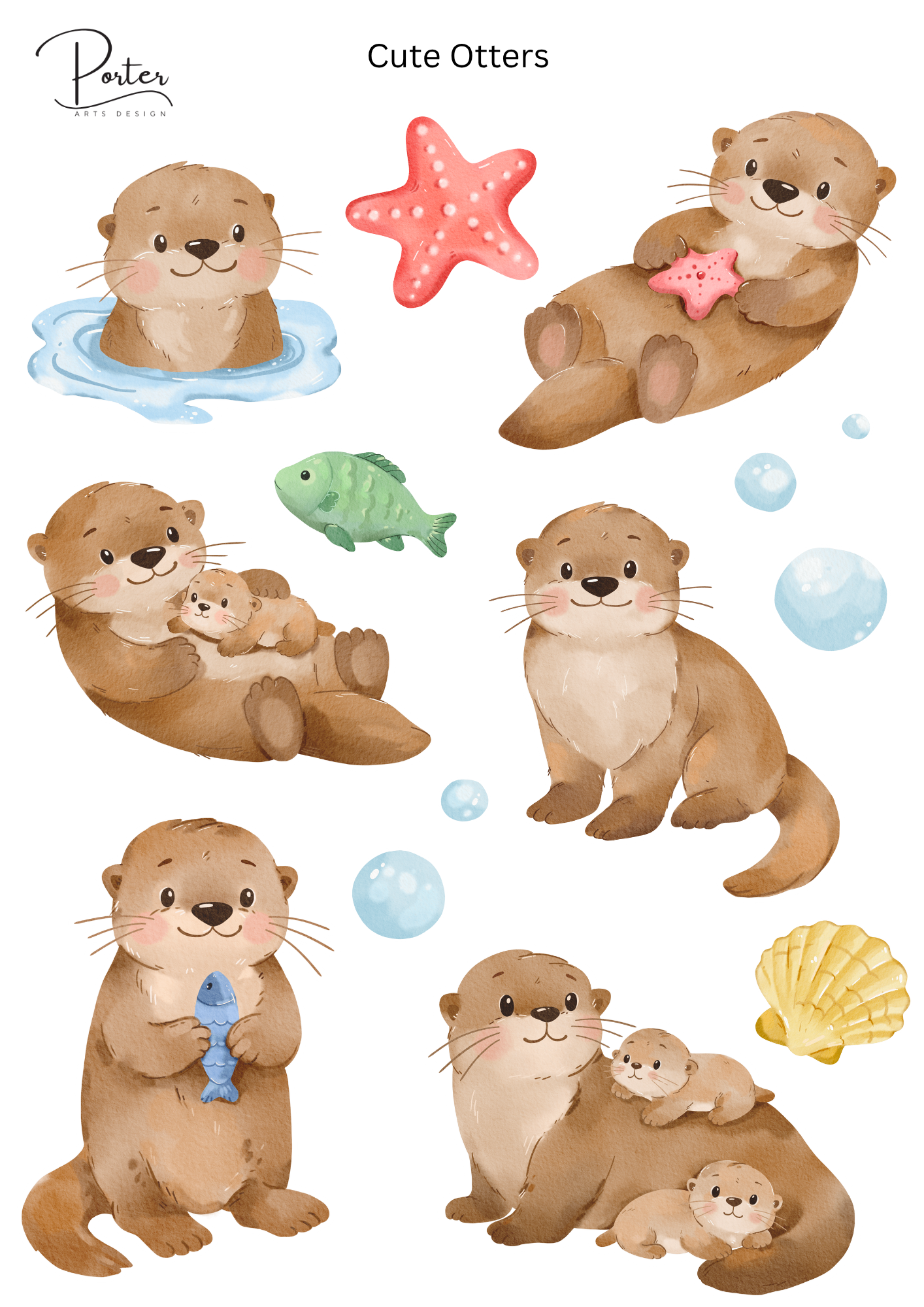 *TANGIBLE* Cute Otters Sticker