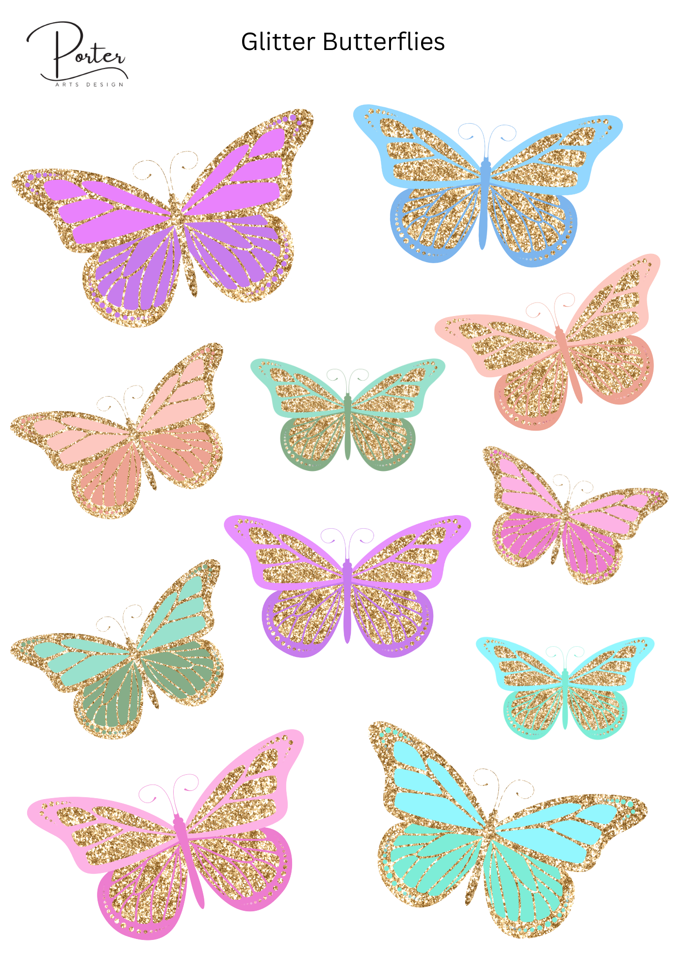 *PRINTABLE* Glitter Butterflies Sticker