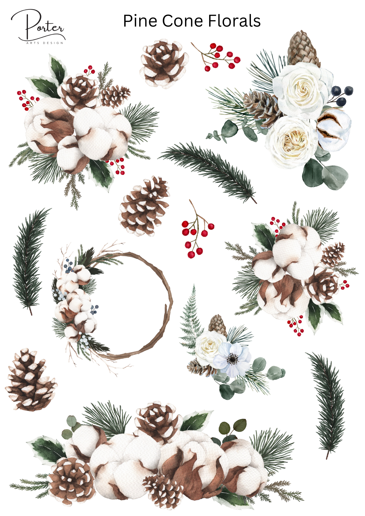 *PRINTABLE* Pine Cone Florals Sticker