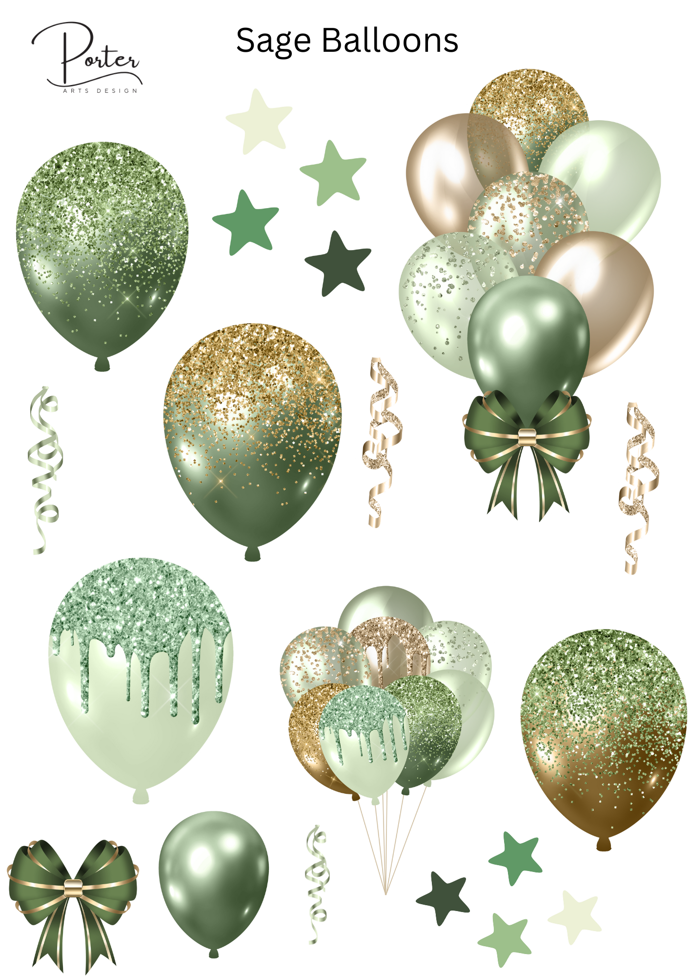 *PRINTABLE* Sage Green Balloons Sticker
