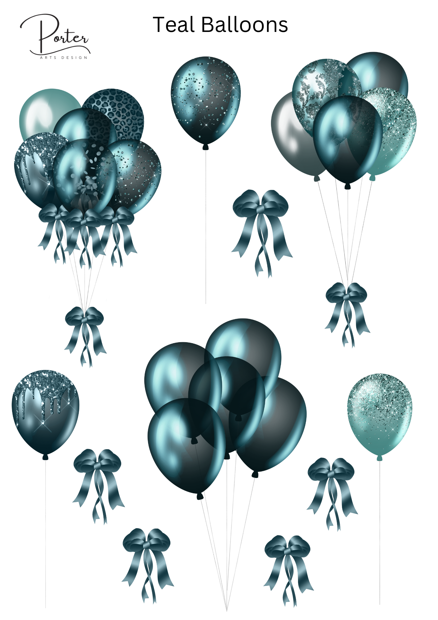 *PRINTABLE* Teal Balloons Sticker