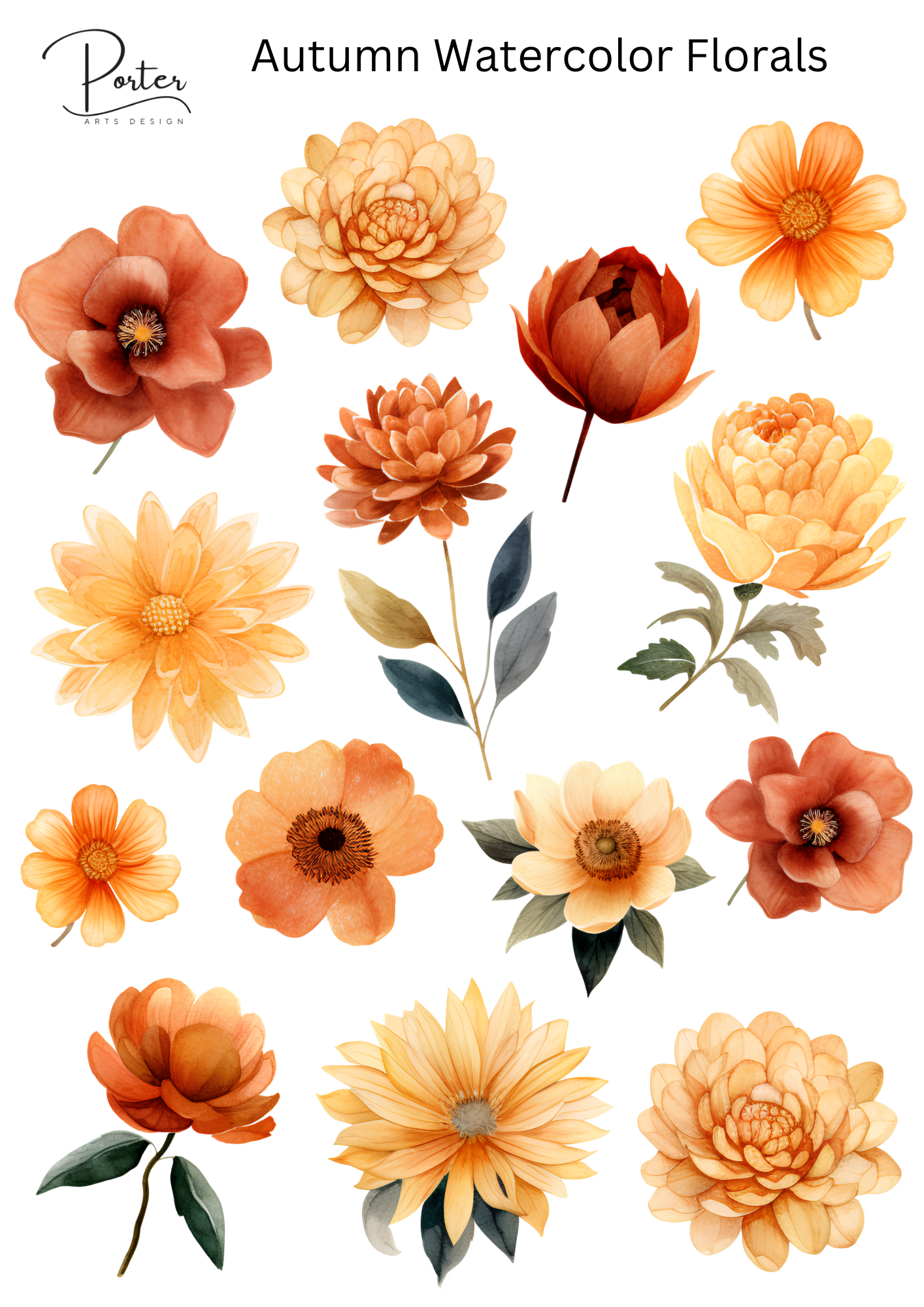 *TANGIBLE* Autumn Watercolor Florals Sticker