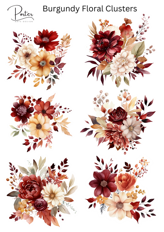 *PRINTABLE* Burgundy Floral Clusters Sticker