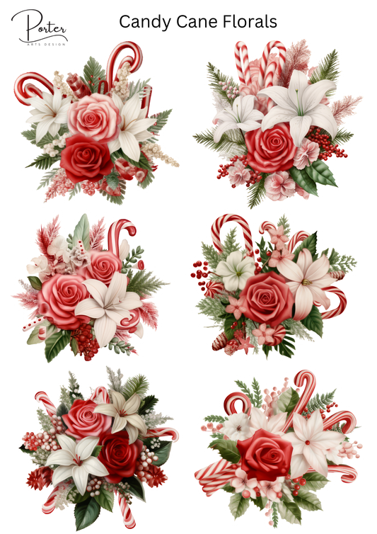 *PRINTABLE* Candy Cane Florals Sticker