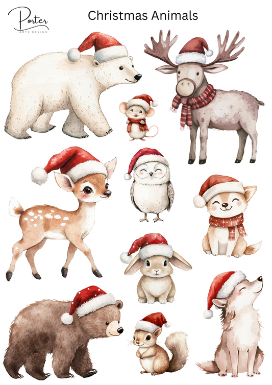 *PRINTABLE* Christmas Animals Sticker