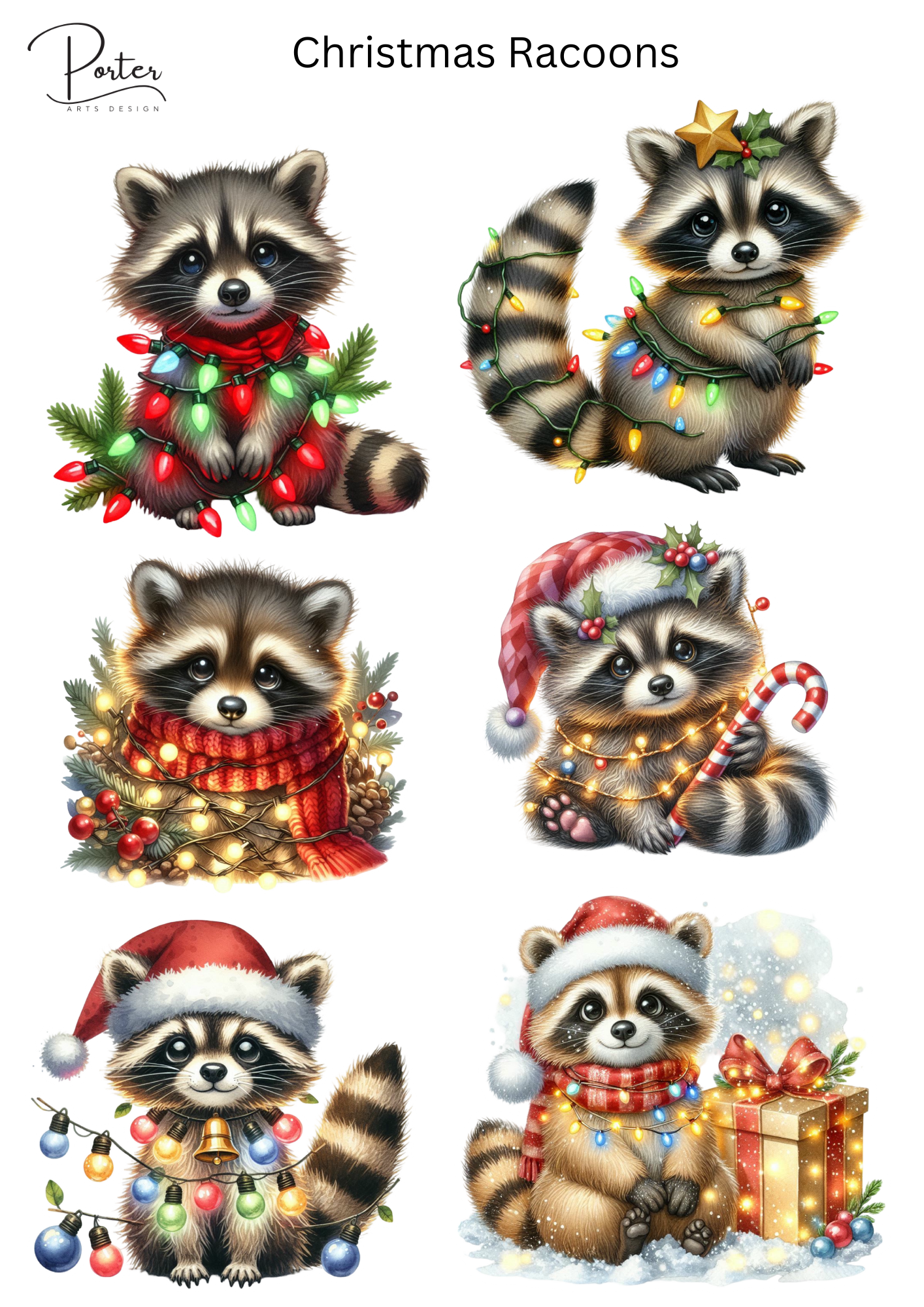 *PRINTABLE* Christmas Racoons Sticker