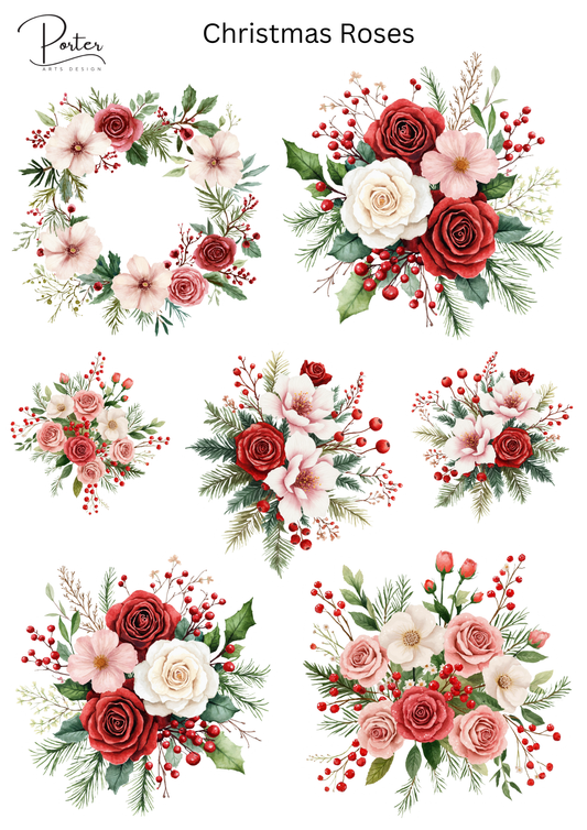 *PRINTABLE* Christmas Roses Sticker