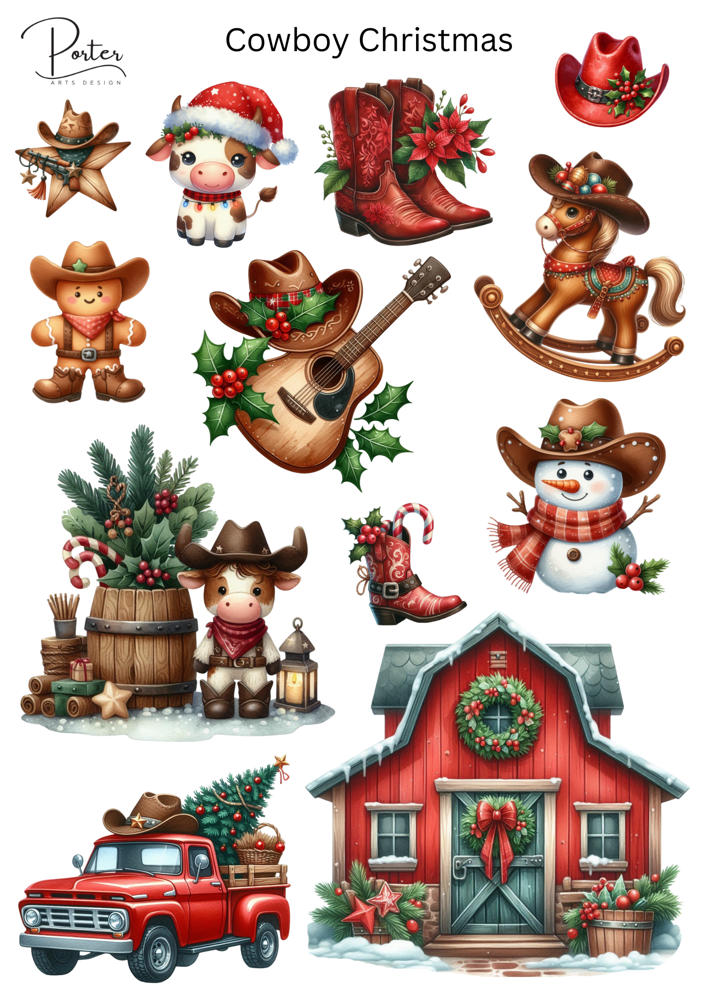 *TANGIBLE* Cowboy Christmas Sticker