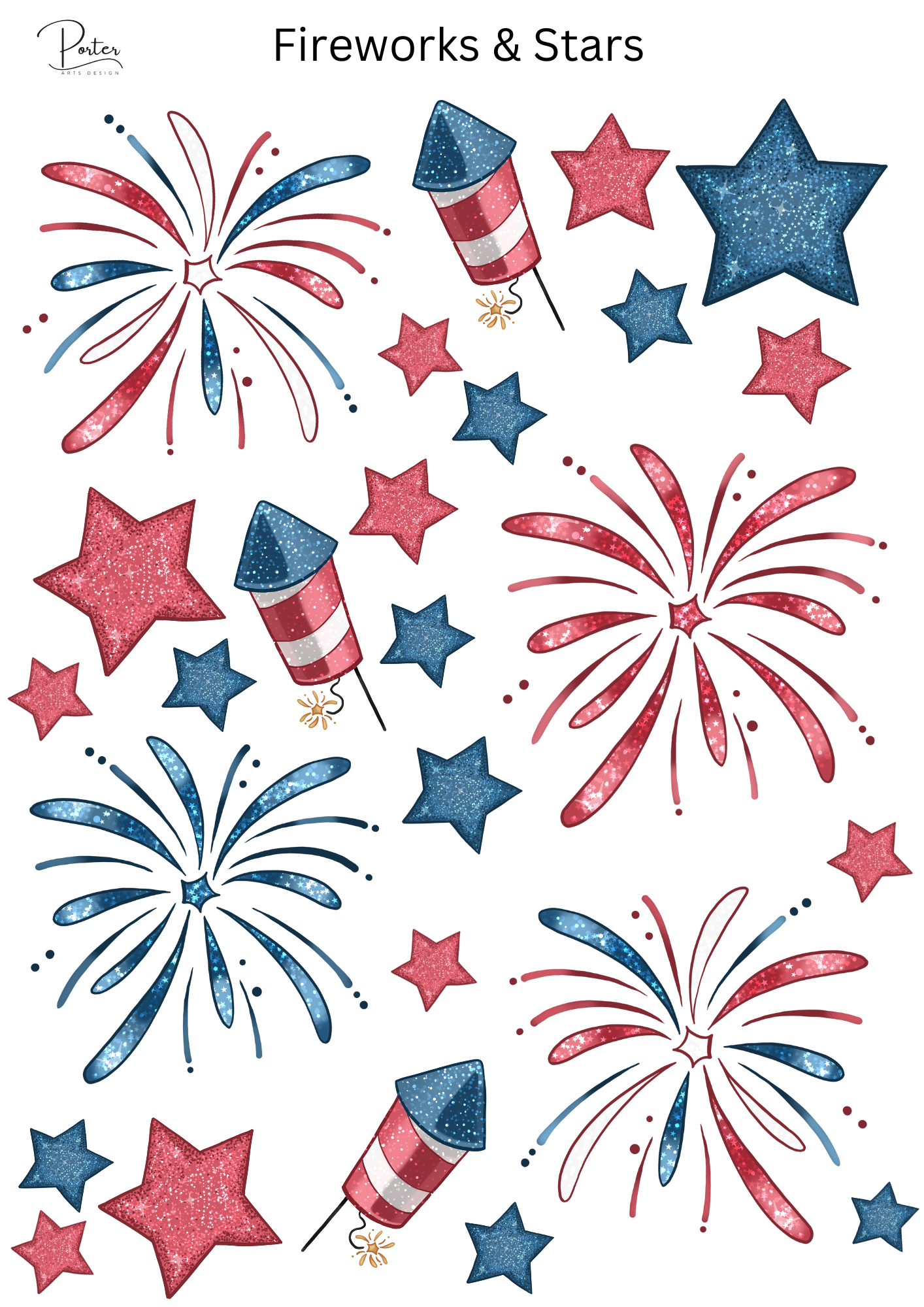 *PRINTABLE* Fireworks & Stars Sticker