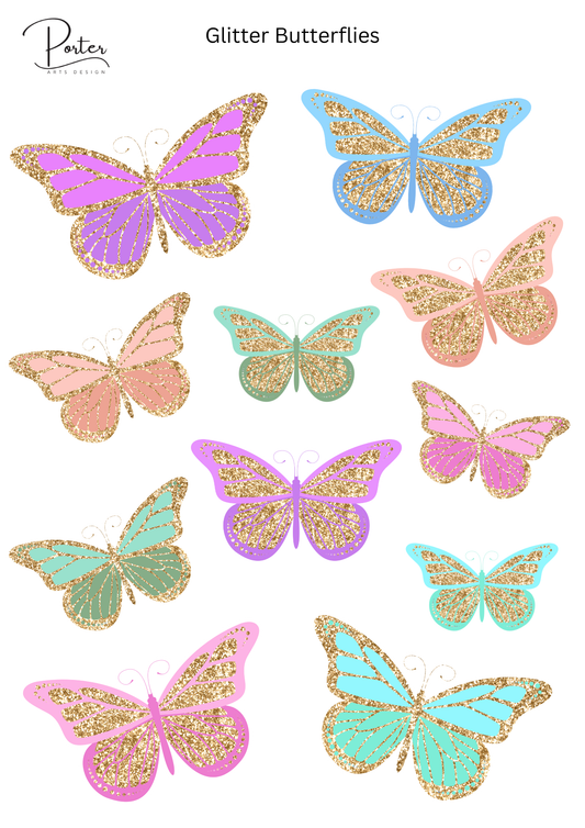 *PRINTABLE* Glitter Butterflies Sticker