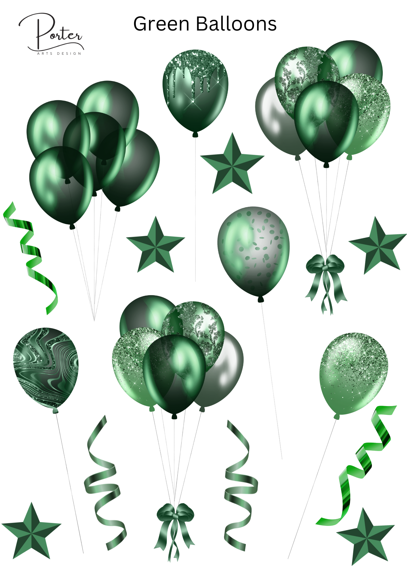 *TANGIBLE* Green Balloons Sticker