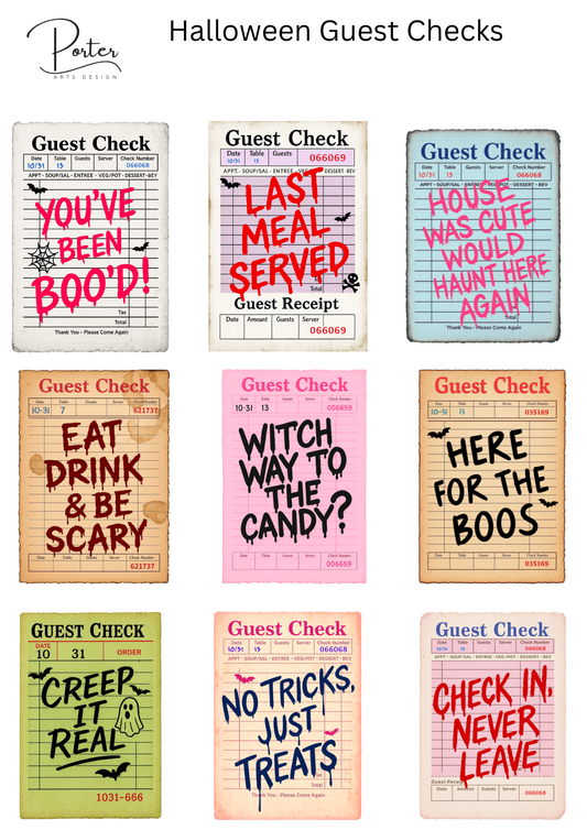 *PRINTABLE* Halloween Guest Checks Sticker