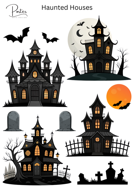 *PRINTABLE* Haunted Houses Sticker