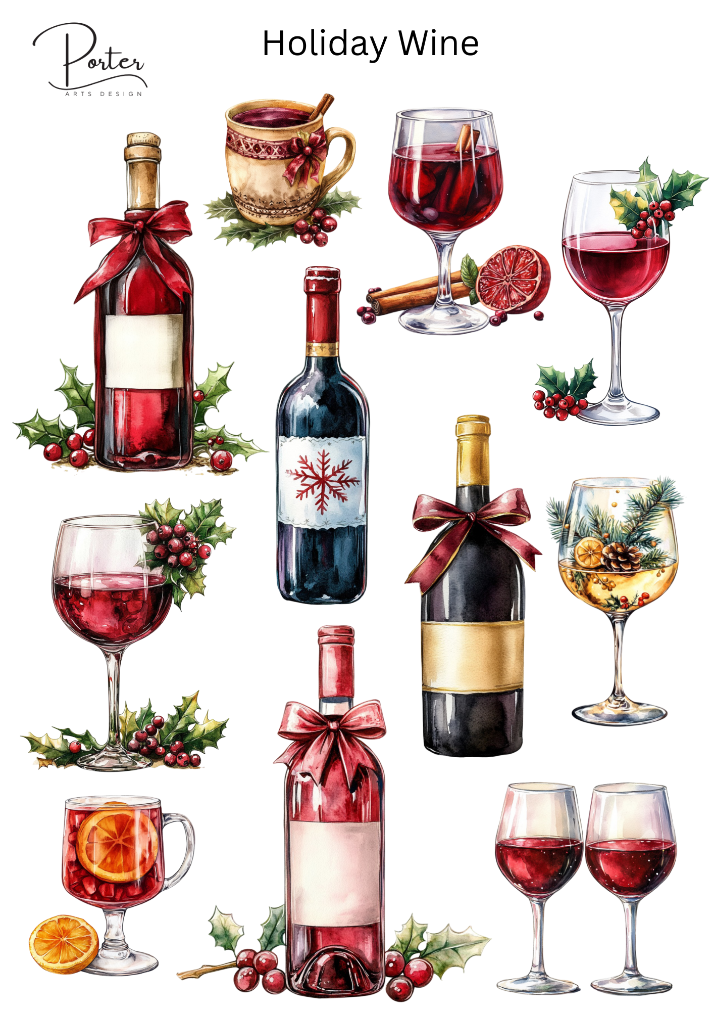 *PRINTABLE* Holiday Wine Sticker Sheet