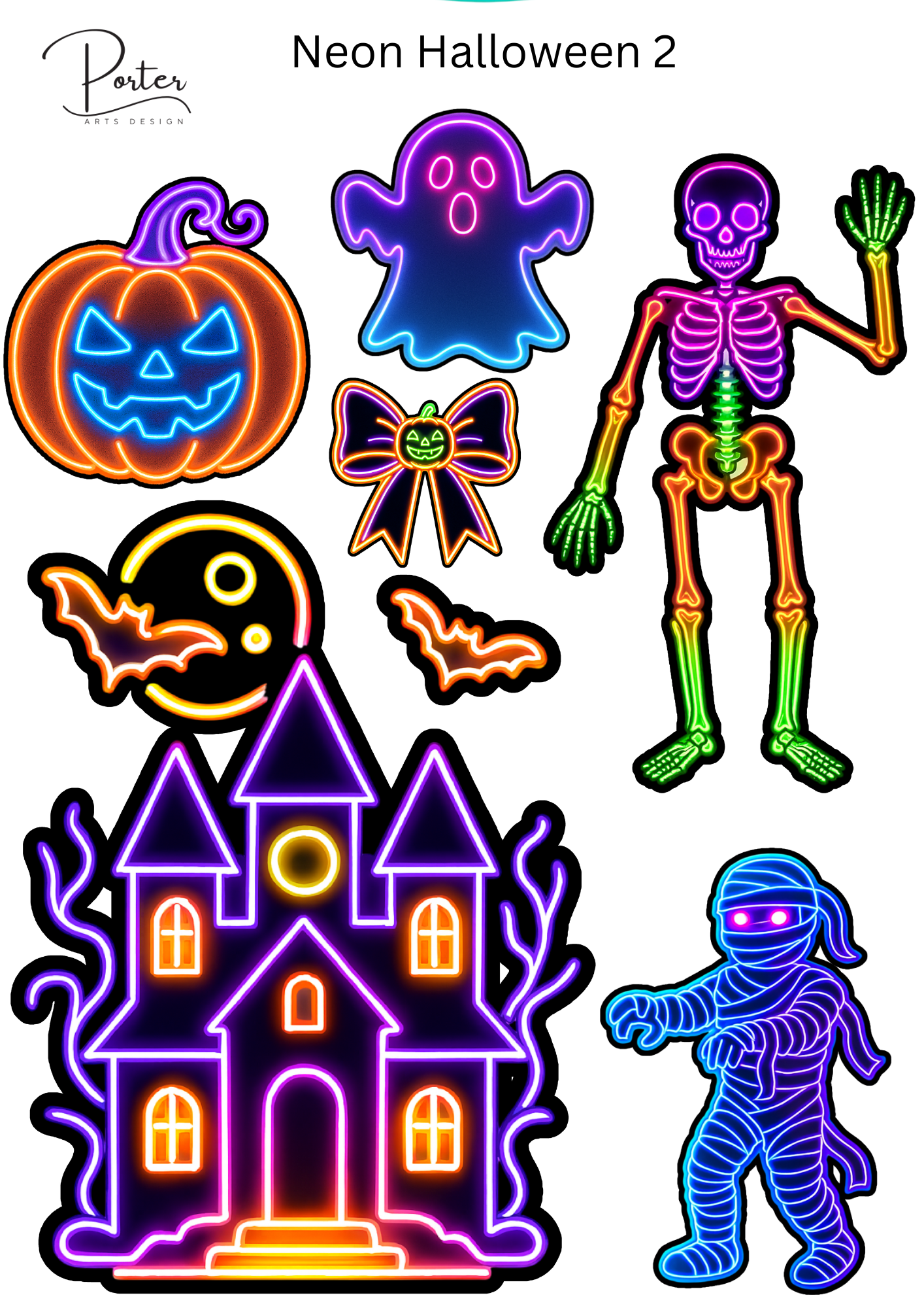 *PRINTABLE* Neon Halloween Sticker Bundle- set of 2