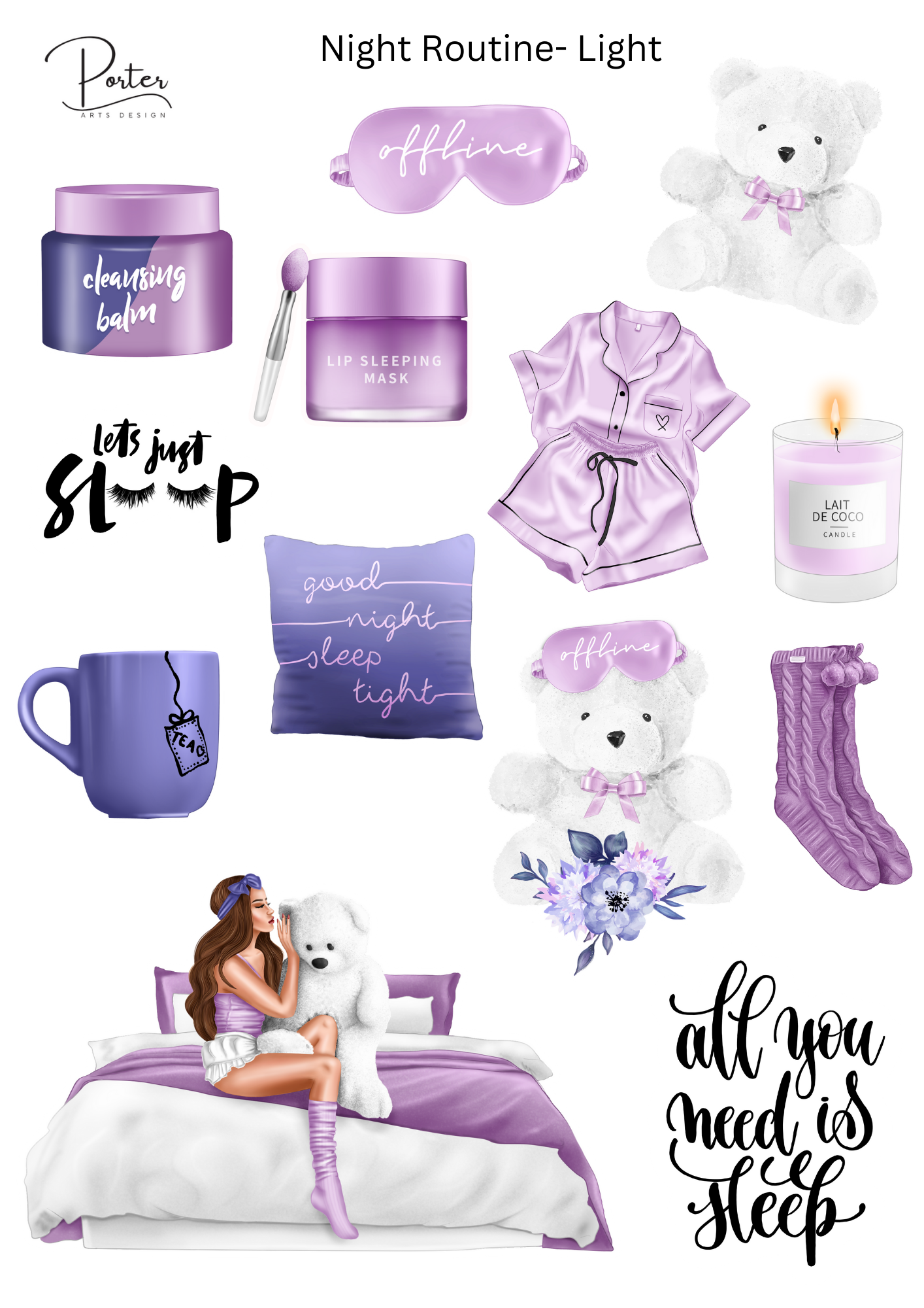 *PRINTABLE* Night Routine Stickers- Two Skin Tones