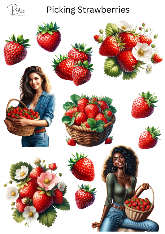 *TANGIBLE* Picking Strawberries Sticker
