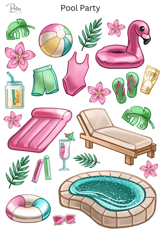 *PRINTABLE* Pool Party Sticker