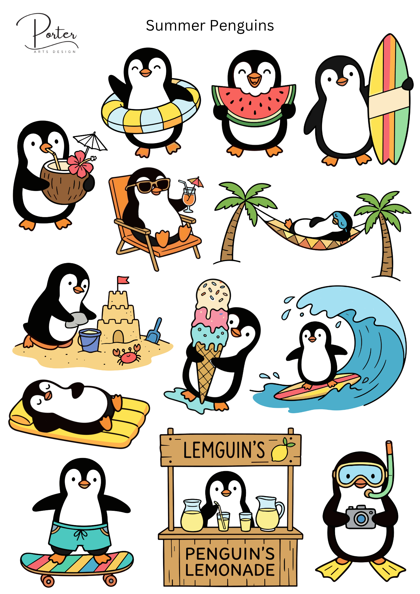 *TANGIBLE* Summer Penguins Sticker