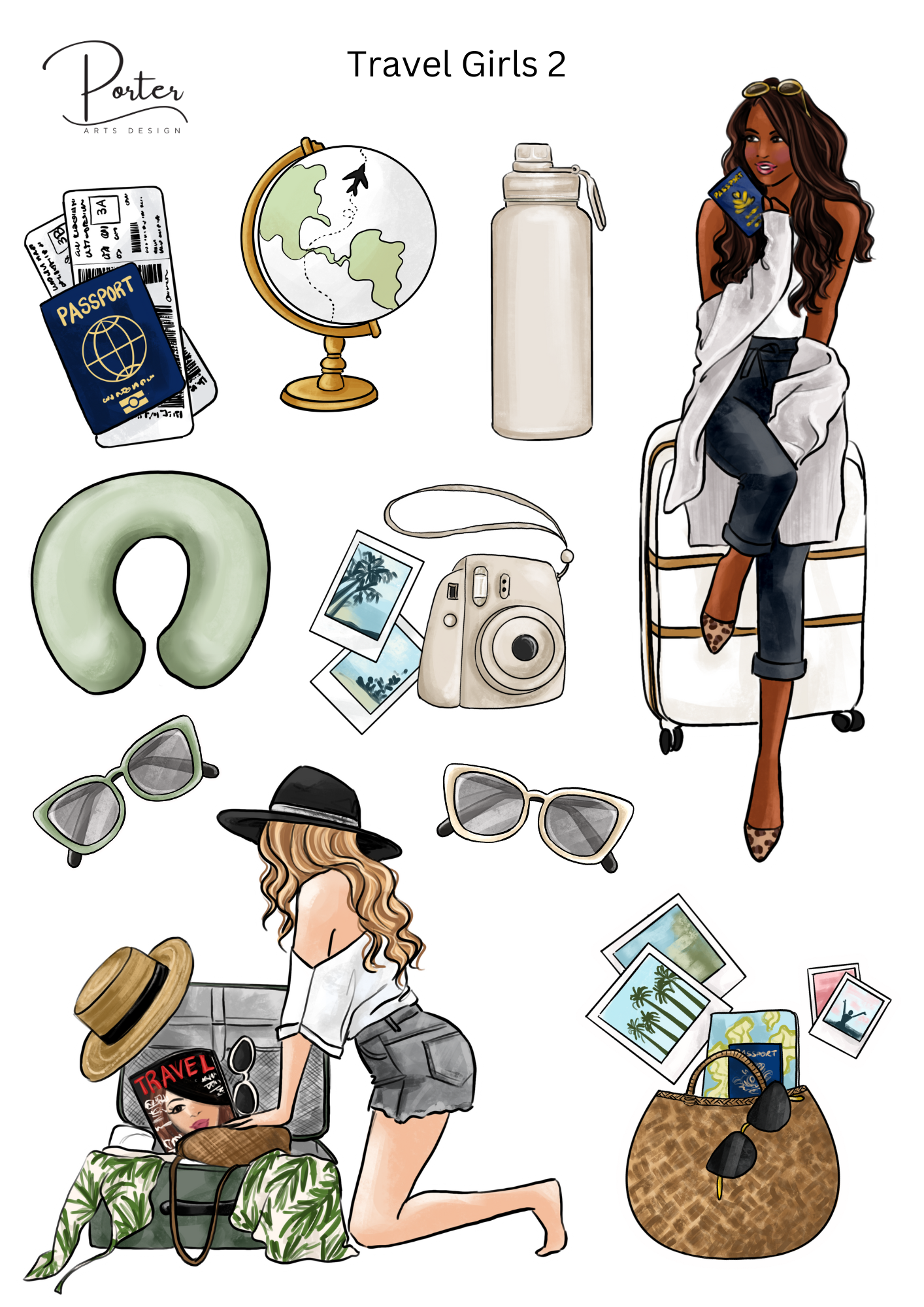 *PRINTABLE* Travel Girls 2 Sticker