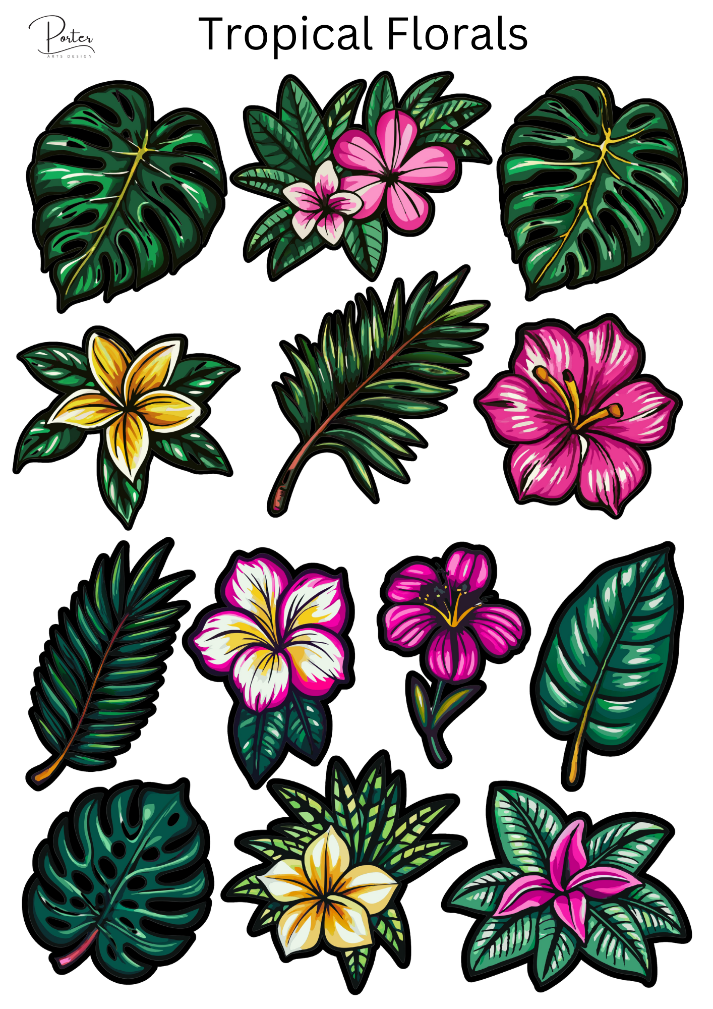 *PRINTABLE* Tropical Florals Sticker