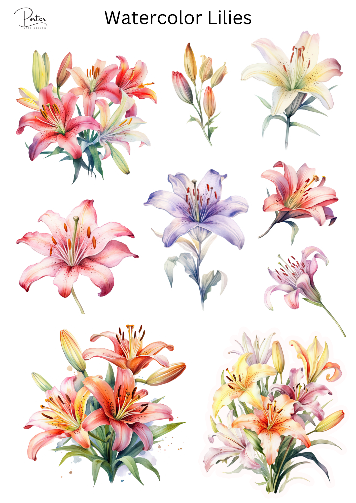 *PRINTABLE* Watercolor Lilies Sticker